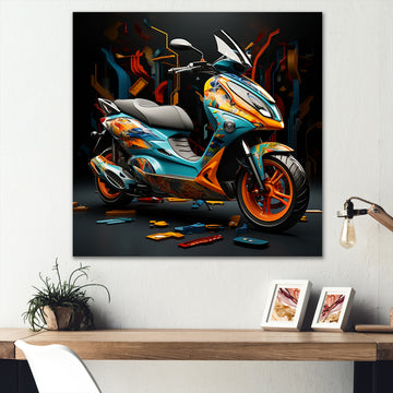 Geometric Scooter Journey - Scooter Canvas Wall Art